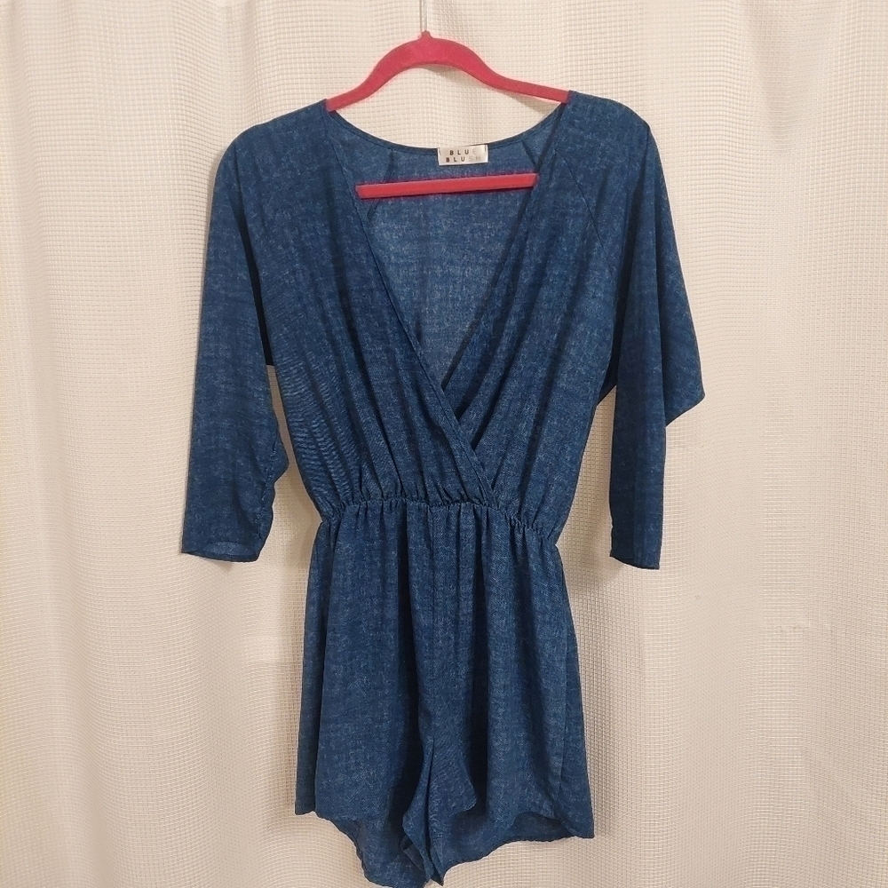 BLUE blush rompers size small